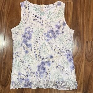 Brittany Black Purple and White Floral Tank Top